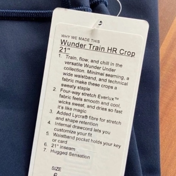 NWT Lululemon Wunder train HR crop 21" 6 blue - Picture 6 of 6